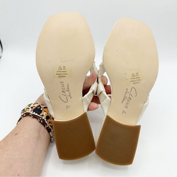 Circus By Sam Edelman Jacinda Ivory Low-Heeled Embossed Thong Sandals Sz 5.5M - Picture 11 of 13
